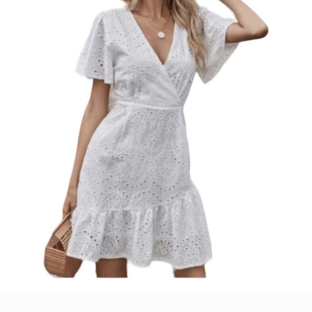 - Japna 100 Percent Cotton Eyelet Wrapped Dress